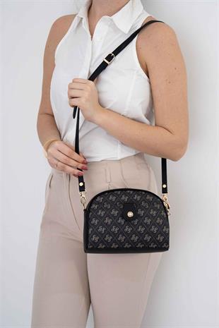 Silver & Polo SP1144 Kadın Çapraz Çanta Monogram Füme-Siyah