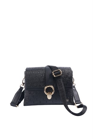 Silver & Polo SP1275 Kadın Çapraz Çanta Logolu Siyah-Siyah