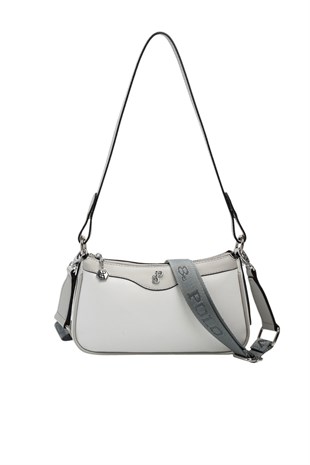 Silver & Polo SP1274 Kadın Çapraz Çanta Düz Beyaz-A.Gri