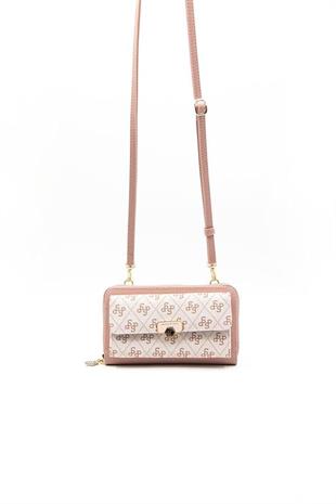 Silver & Polo SP921 Kadın Telefon Çantası Monogram Pembe-Somon