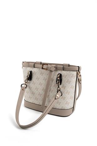 Silver & Polo SP1155 Kadın El Çantası Monogram Bej-Kum