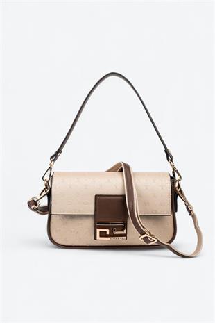 Silver & Polo SP1179 Kadın Omuz Çantası Logolu Nut-Kahve