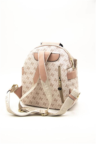 Silver & Polo SP771 Kadın Sırt Çantası Monogram Pembe-Somon