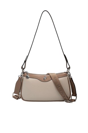 Silver & Polo SP1274 Kadın Çapraz Çanta Düz Bej-Latte