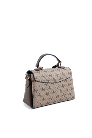 Silver & Polo SP1159 Kadın El Çantası Monogram Koyubej-Kahve