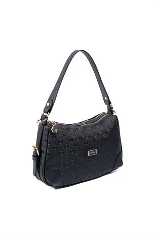 Silver & Polo SP1269 Kadın Omuz Çantası Logolu Siyah-Siyah