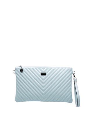 Silver Polo Crash Mavi Kapitone V Kadın Portföy ve Clutch El Çantası SP1034