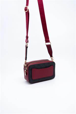 Silver Polo SP1078 Kadın Çapraz Çanta Monogram Antrasit-Bordo