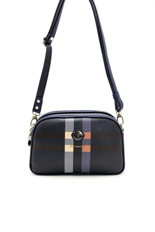 Silver & Polo SP745 Kadın Çapraz Çanta Ekose Lacivert