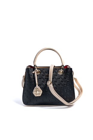 Silver & Polo SP1272 Kadın El Çantası Logolu Siyah-S.Nut