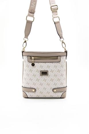 Silver & Polo SP1120 Kadın Çapraz Çanta Monogram Bej-Kum