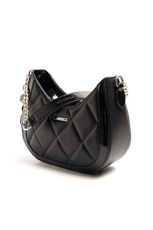 Silver Polo SP1168 Kadın Omuz Çantası Düz Siyah-Rugan Siyah