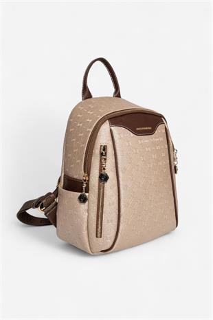 Silver & Polo SP906 Kadın Sırt Çantası Logolu Nut-Kahve