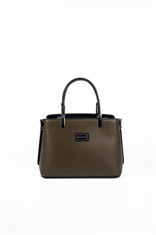 Silver & Polo SP987 Kadın El Çantası Düz Zeytuni-Siyah