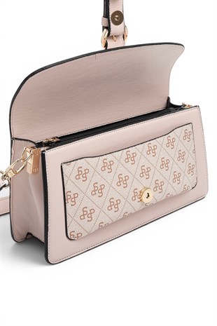 Silver Polo Pudra - M178 Pembe - Pudra Düz Kadın Omuz Çantası SP1279