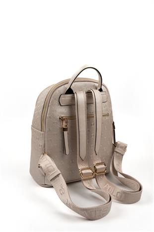 Silver & Polo SP901 Kadın Sırt Çantası Logolu Bej-S.Bej