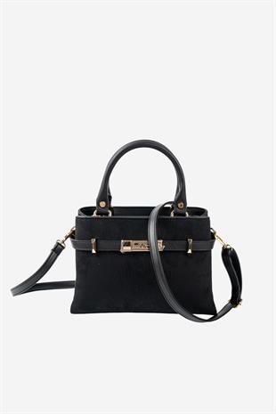 Silver & Polo SP1149 Kadın El Çantası Süet Siyah-Siyah