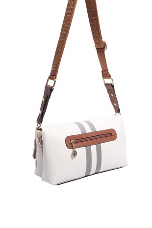 Silver & Polo SP1278 Kadın Çapraz Çanta Ekose Krem-Taba