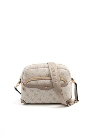Silver & Polo SP1201 Kadın Çapraz Çanta Monogram Bej-Kum