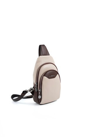 Silver & Polo SP959 Kadın Vücut Çantası Düz Bej-Kahve