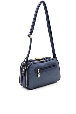 Silver Polo Lacivert - Lacivert Logolu Monogram Kadın Çapraz Çanta SP899