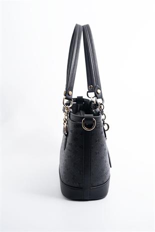 Silver & Polo SP1155 Kadın El Çantası Logolu Siyah-Siyah