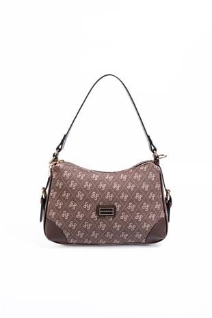 Silver Polo SP1269 Kadın Omuz Çantası Monogram Kahve-Kahve