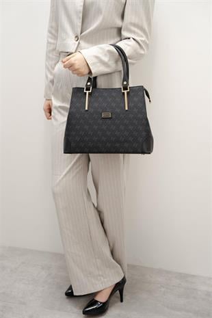 Silver & Polo SP667 Kadın El Çantası Monogram Siyah