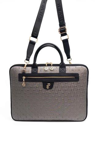 Silver & Polo SP1175 Kadın Laptop & Evrak Çantası Logolu Platin-Siyah