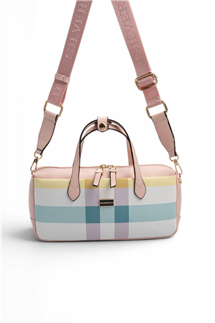 Silver Polo SP1276 Kadın El Çantası Ekose Lila-Pembe
