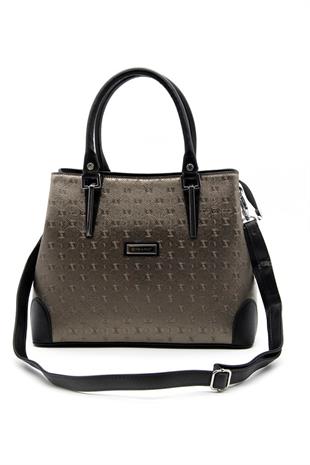 Silver & Polo SP667 Kadın El Çantası Logolu Platin-Siyah