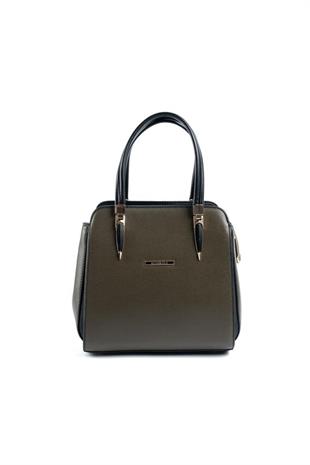 Silver & Polo SP1136 Kadın El Çantası Düz Zeytuni-Siyah