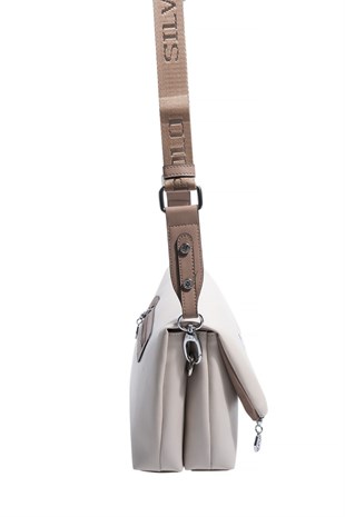 Silver & Polo SP1278 Kadın Çapraz Çanta Düz Bej-Latte