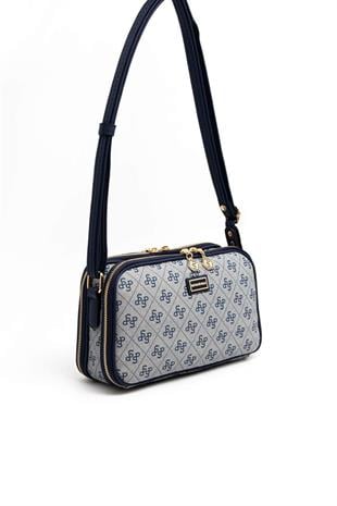 Silver Polo Gri - Lacivert Monogram Kadın Çapraz Çanta SP899
