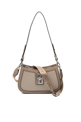 Silver & Polo SP1132 Kadın Çapraz Çanta Düz Koyu Bej-Latte