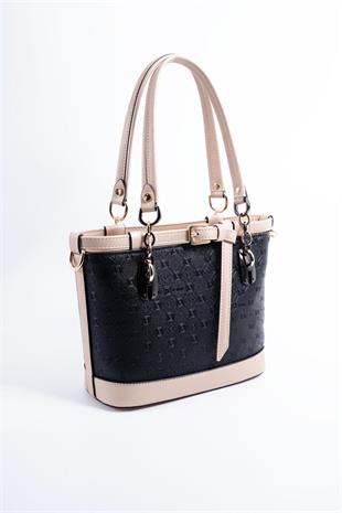 Silver & Polo SP1155 Kadın El Çantası Logolu Siyah-S.Nut