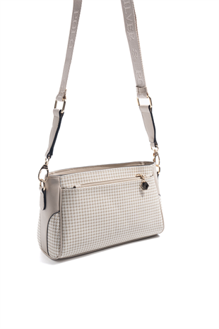 Silver & Polo SP1273 Kadın Çapraz Çanta King Desen Kum-Kum Beji