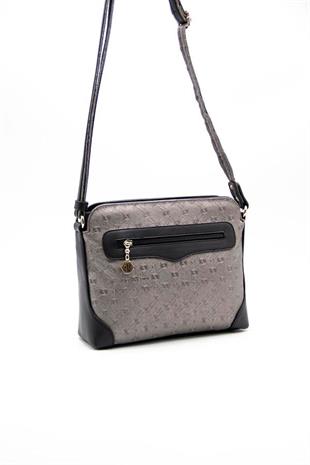 Silver & Polo SP364 Kadın Çapraz Çanta Logolu Platin-Siyah