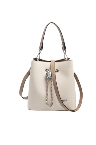 Silver & Polo SP967 Kadın Çapraz Çanta Düz Bej-Latte