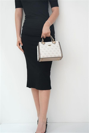Silver & Polo SP1133 Kadın El Çantası Monogram Bej-Kum