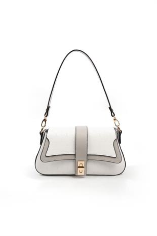 Silver & Polo SP1177 Kadın Omuz Çantası Logolu Beyaz-A.Gri