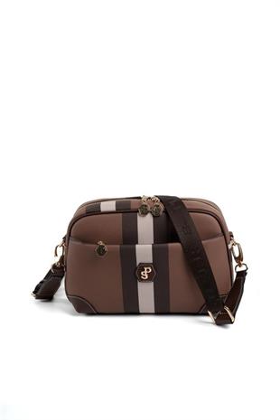 Silver Polo Koyu Kahve - Kahve Ekose Kadın Çapraz Çanta SP1094
