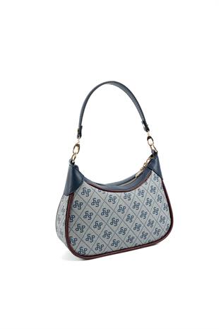 Silver Polo SP1180 Kadın Omuz Çantası Monogram Gri-Laci-Bordo