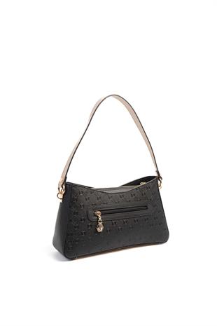 Silver & Polo SP1102 Kadın Omuz Çantası Logolu Siyah-Siyah-S.Nut