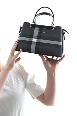 Silver & Polo SP913 Kadın El Çantası Ekose Siyah