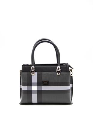 Silver & Polo SP826 Kadın El Çantası Ekose Siyah