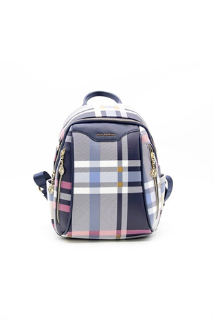 Silver & Polo SP906 Kadın Sırt Çantası Ekose Lacivert