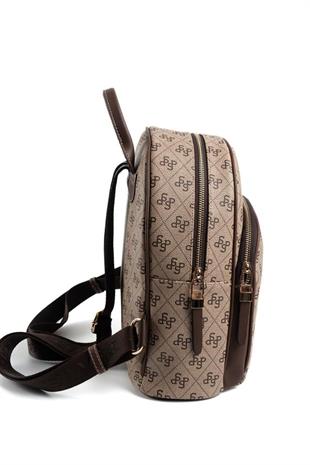 Silver & Polo SP1062 Kadın Sırt Çantası Monogram Koyubej-Kahve