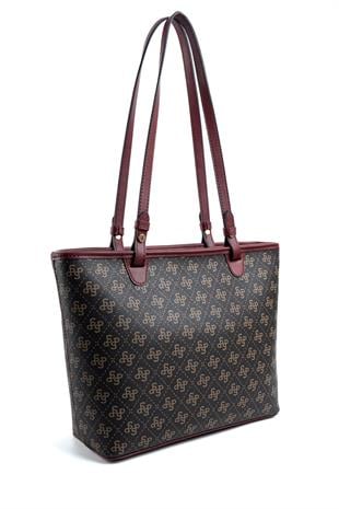Silver & Polo Kahve Sarı - Bordo SP1204 Kadın Omuz Çantası