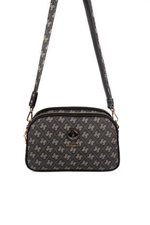 Silver & Polo SP745 Kadın Çapraz Çanta Monogram Füme-Siyah